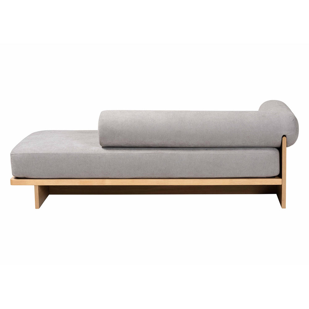 Baxton Studio - Bertille Chaise in Grey/Oak Brown - BBT8086-RB08-30 Grey/Oak-Chaise view 4