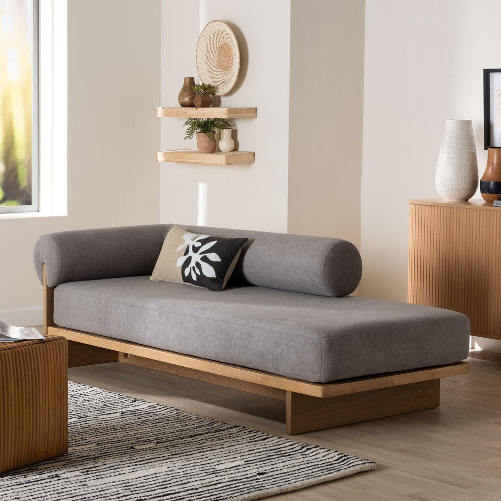 Baxton Studio - Bertille Chaise in Grey/Oak Brown - BBT8086-RB08-30 Grey/Oak-Chaise view 8