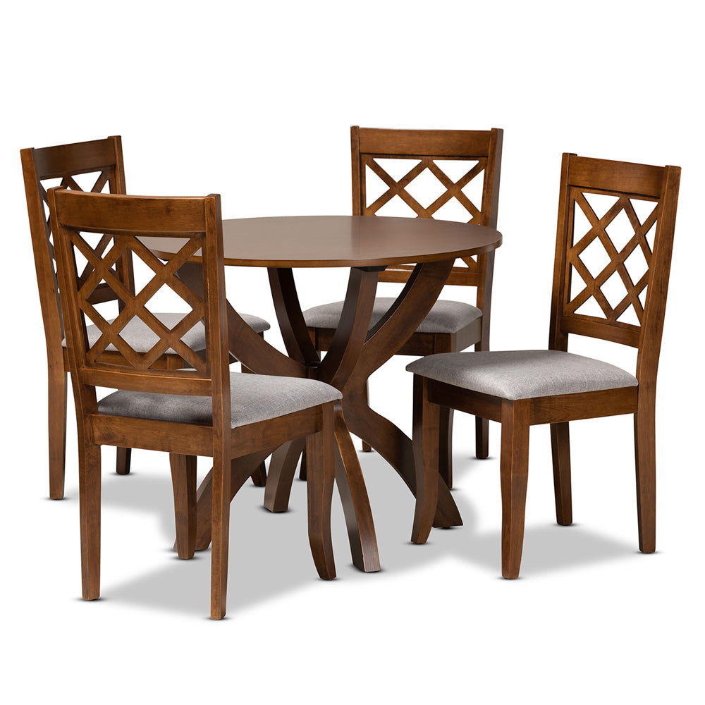 Baxton Studio - Beth Dining Set in Grey/Walnut - Beth-Grey/Walnut-5PC Dining Set view 1