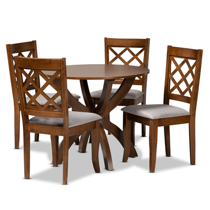 Baxton Studio - Beth Dining Set in Grey/Walnut - Beth-Grey/Walnut-5PC Dining Set view 1