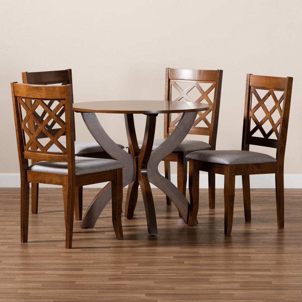 Baxton Studio - Beth Dining Set in Grey/Walnut - Beth-Grey/Walnut-5PC Dining Set view 8