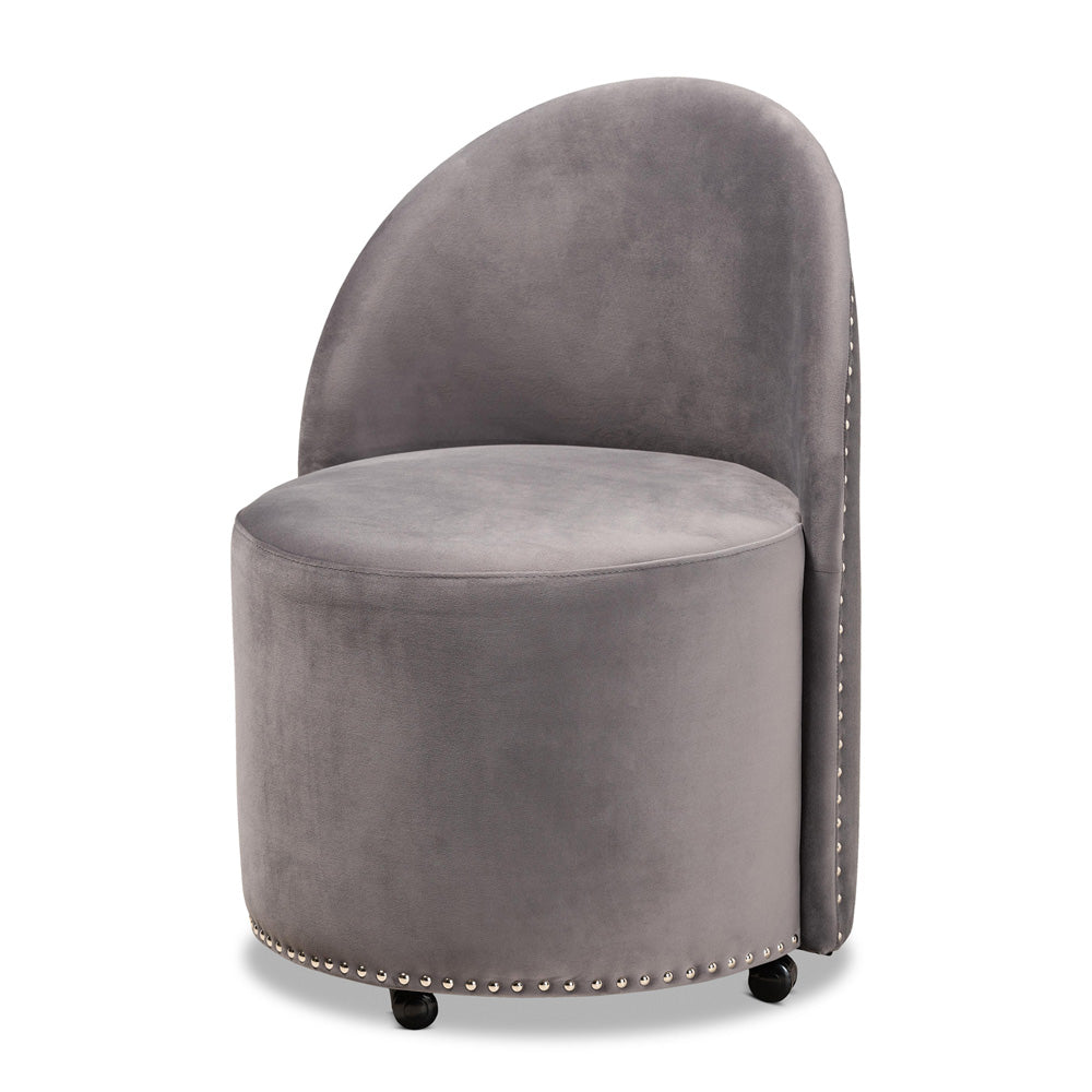 Baxton Studio - Bethel Chair in Grey/Black - WS-52226-Grey Velvet-CC view 1