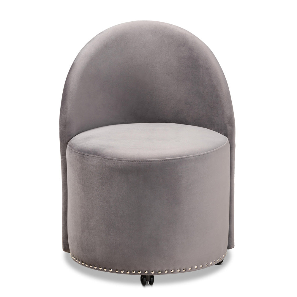Baxton Studio - Bethel Chair in Grey/Black - WS-52226-Grey Velvet-CC view 2