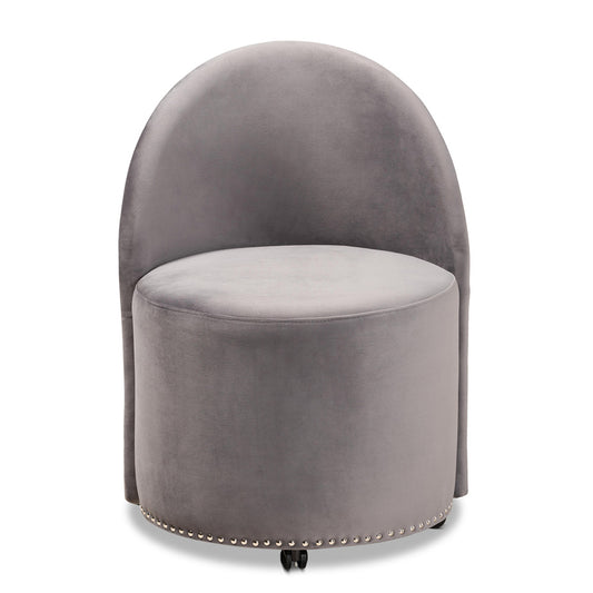 Baxton Studio - Bethel Chair in Grey/Black - WS-52226-Grey Velvet-CC view 2