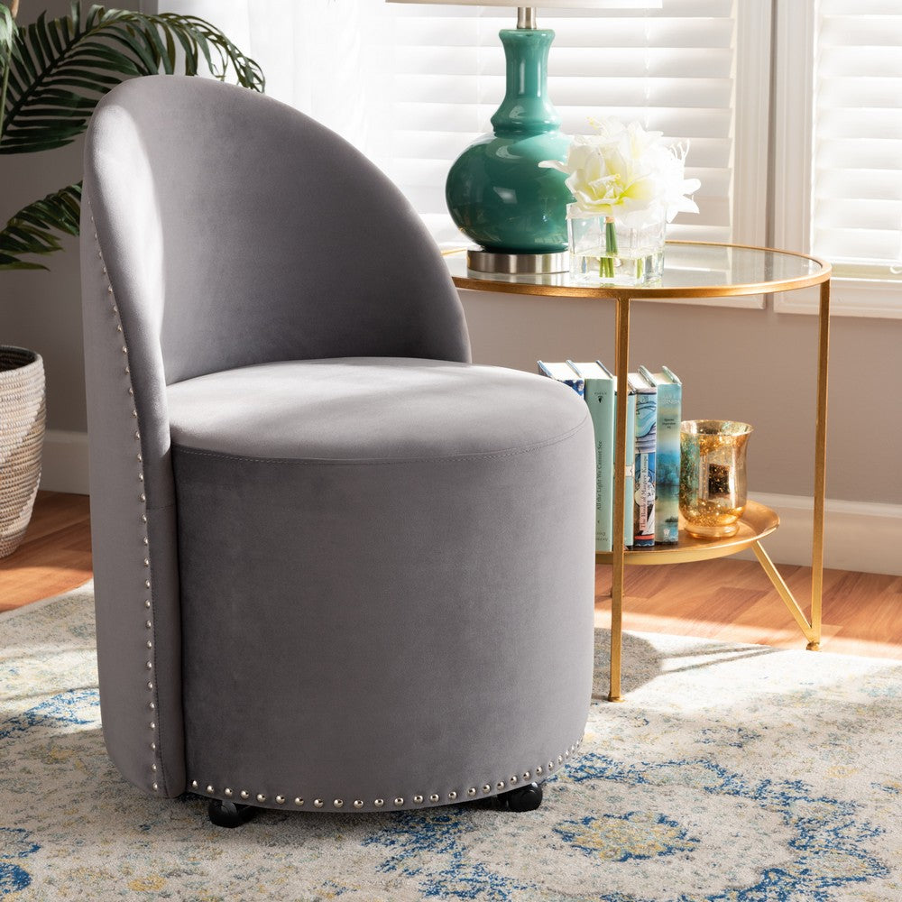 Baxton Studio - Bethel Chair in Grey/Black - WS-52226-Grey Velvet-CC view 7