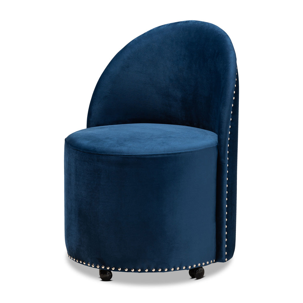 Baxton Studio - Bethel Chair in Navy blue/Black - WS-52226-Navy Blue Velvet-CC view 1