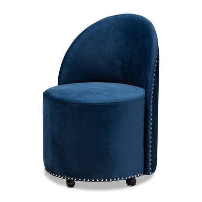 Baxton Studio - Bethel Chair in Navy blue/Black - WS-52226-Navy Blue Velvet-CC view 1