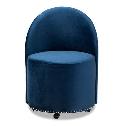 Baxton Studio - Bethel Chair in Navy blue/Black - WS-52226-Navy Blue Velvet-CC view 2
