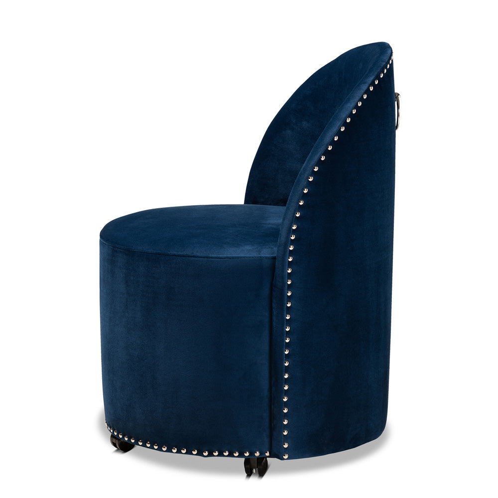 Baxton Studio - Bethel Chair in Navy blue/Black - WS-52226-Navy Blue Velvet-CC view 3