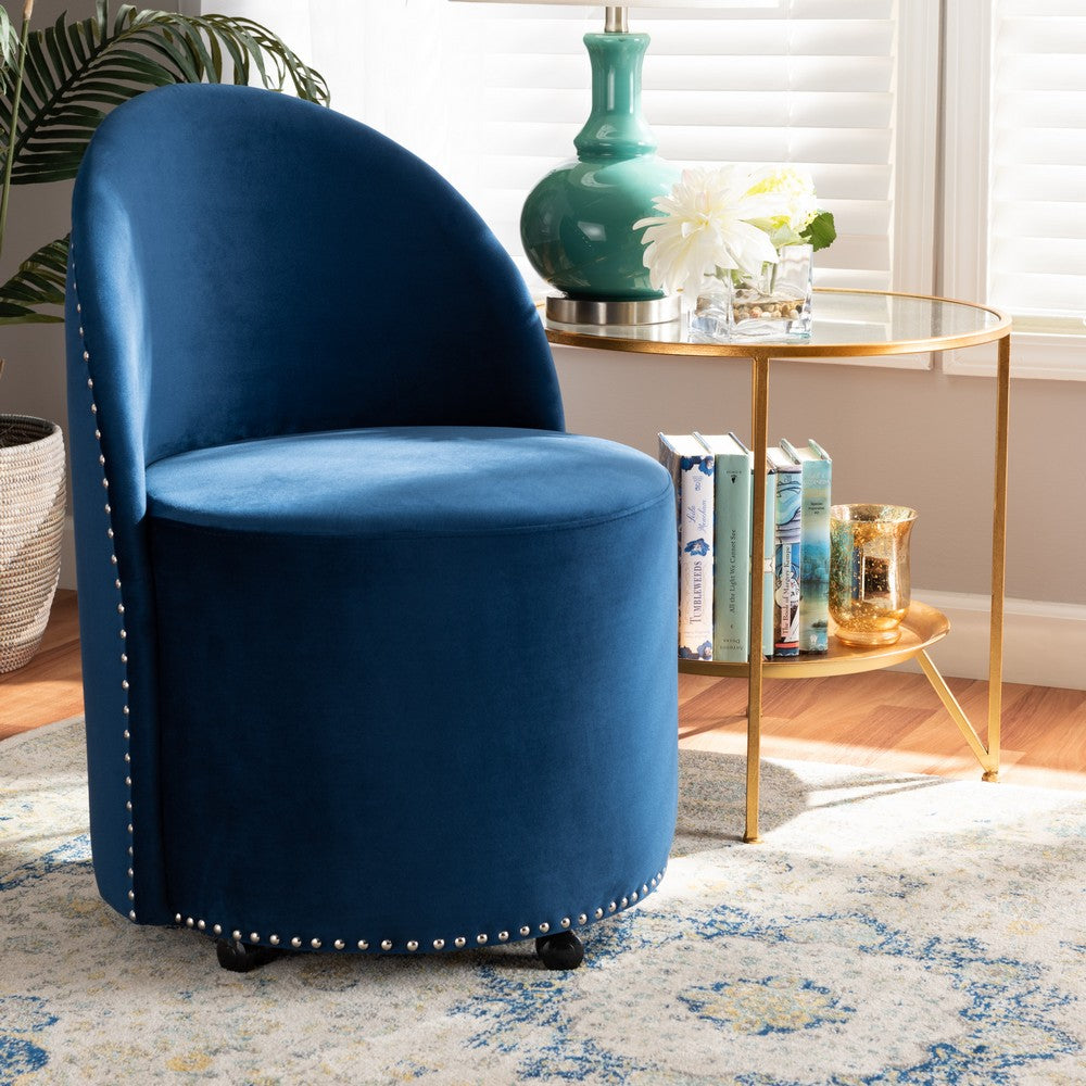 Baxton Studio - Bethel Chair in Navy blue/Black - WS-52226-Navy Blue Velvet-CC view 7