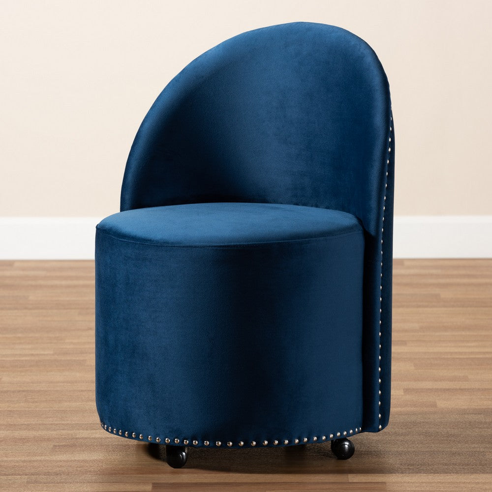 Baxton Studio - Bethel Chair in Navy blue/Black - WS-52226-Navy Blue Velvet-CC view 8