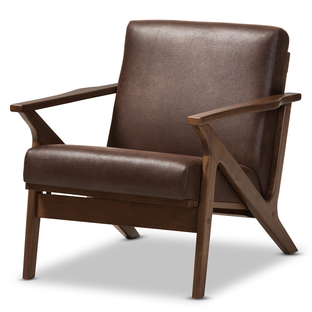 Baxton Studio - Bianca Accent Chair in Dark Brown/"Walnut" Brown - Bianca-Dark Brown/Walnut Brown-CC view 1