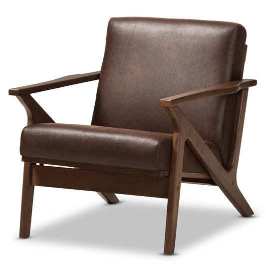 Baxton Studio - Bianca Accent Chair in Dark Brown/"Walnut" Brown - Bianca-Dark Brown/Walnut Brown-CC view 1