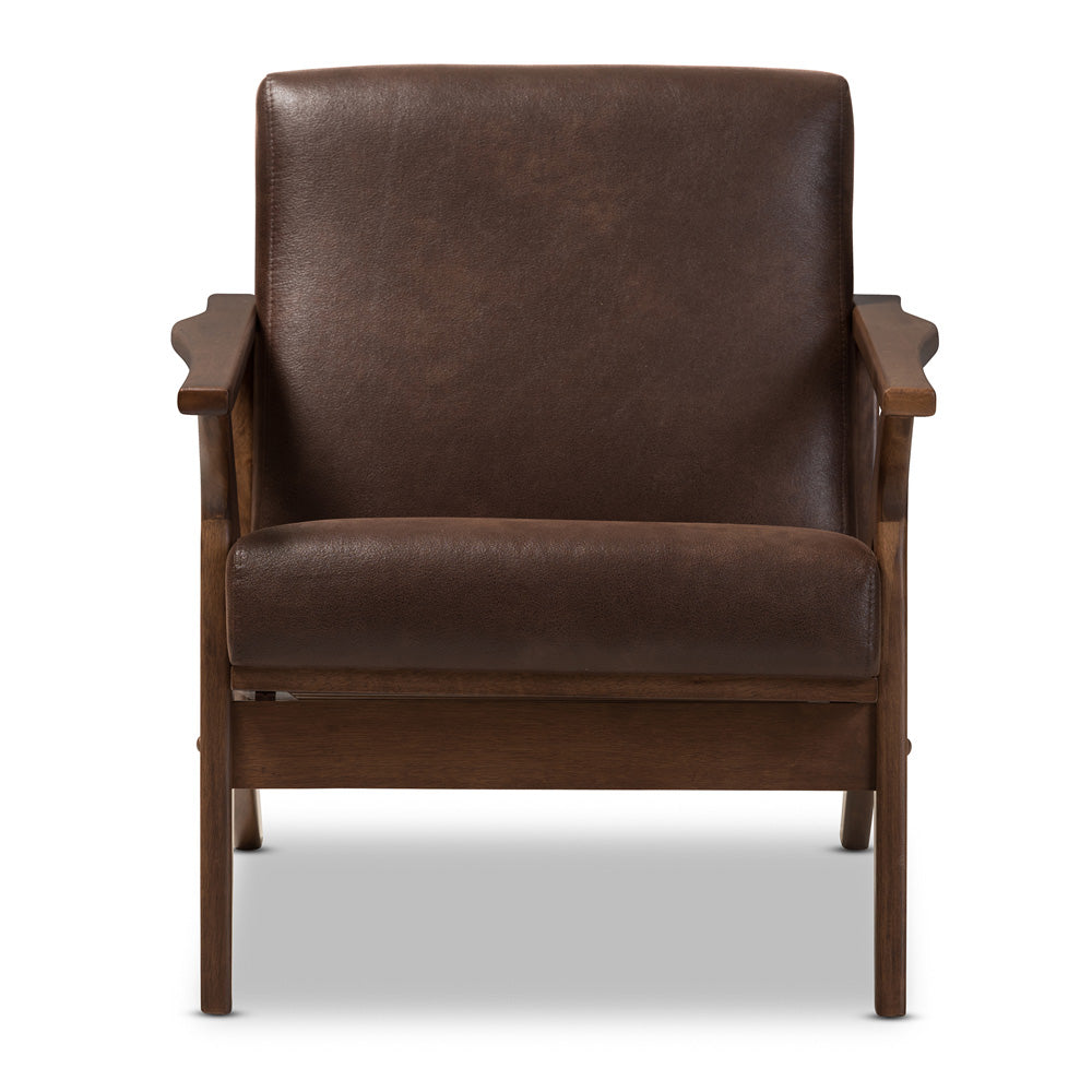 Baxton Studio - Bianca Accent Chair in Dark Brown/"Walnut" Brown - Bianca-Dark Brown/Walnut Brown-CC view 2
