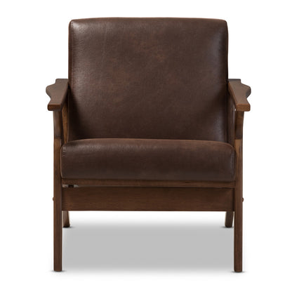 Baxton Studio - Bianca Accent Chair in Dark Brown/"Walnut" Brown - Bianca-Dark Brown/Walnut Brown-CC view 2