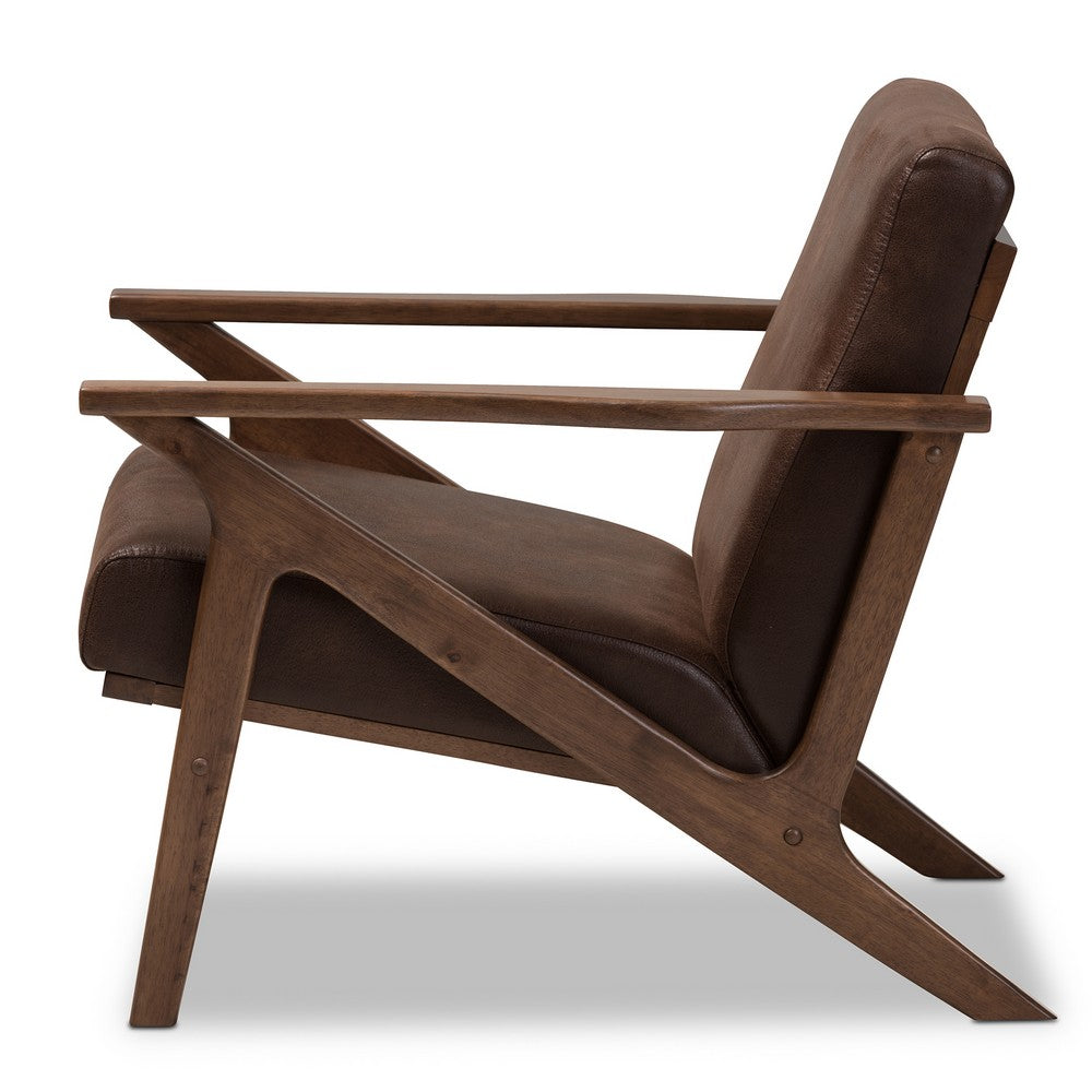 Baxton Studio - Bianca Accent Chair in Dark Brown/"Walnut" Brown - Bianca-Dark Brown/Walnut Brown-CC view 3