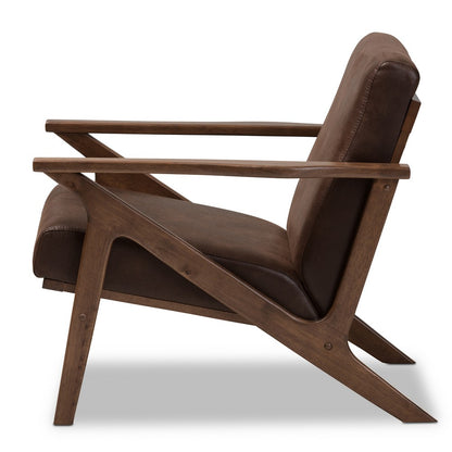 Baxton Studio - Bianca Accent Chair in Dark Brown/"Walnut" Brown - Bianca-Dark Brown/Walnut Brown-CC view 3
