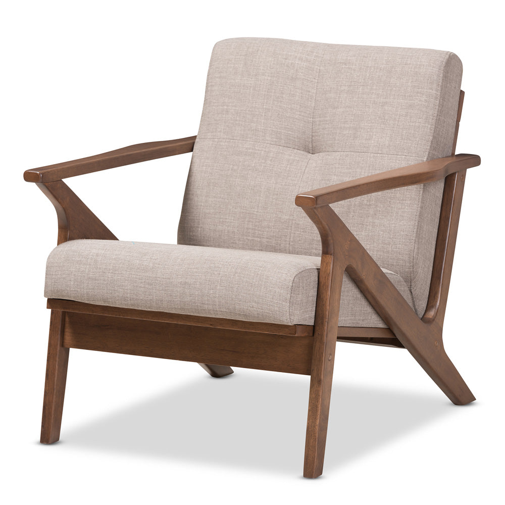 Baxton Studio - Bianca Accent Chair in Light Grey/"Walnut" Brown - Bianca-Light Grey/Walnut Brown-CC view 1