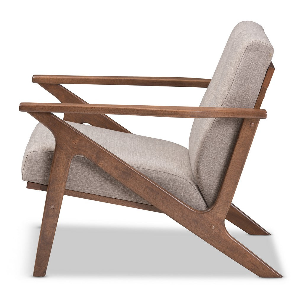 Baxton Studio - Bianca Accent Chair in Light Grey/"Walnut" Brown - Bianca-Light Grey/Walnut Brown-CC view 3