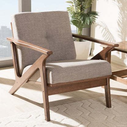 Baxton Studio - Bianca Accent Chair in Light Grey/"Walnut" Brown - Bianca-Light Grey/Walnut Brown-CC view 8