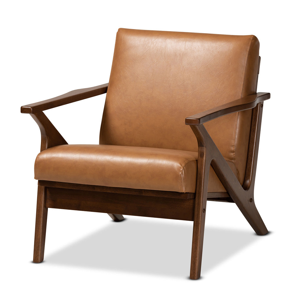 Baxton Studio - Bianca Chair in Tan/Walnut Brown - Bianca-Tan/Walnut Brown-CC view 1