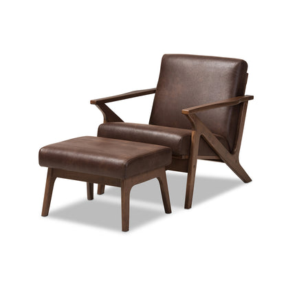 Baxton Studio - Bianca Living Room Set in Dark Brown/"Walnut" Brown - Bianca-Dark Brown/Walnut Brown-2PC-Set view 1