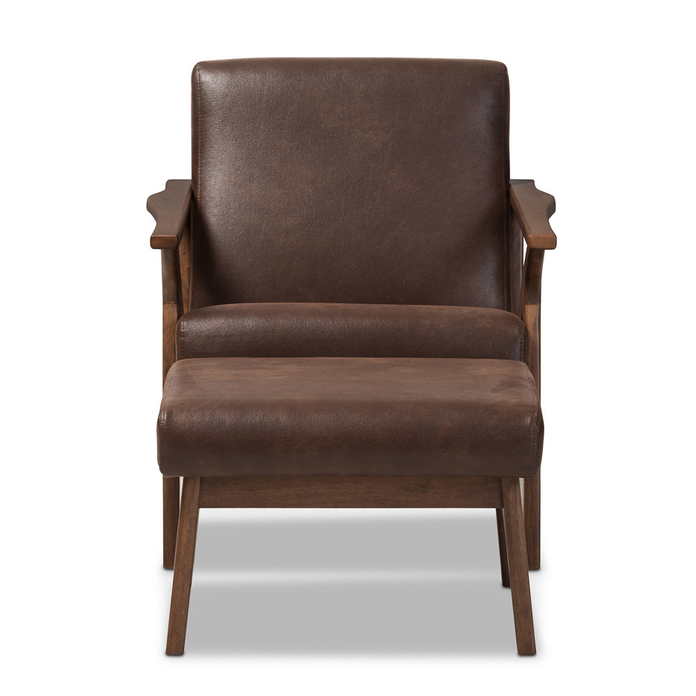 Baxton Studio - Bianca Living Room Set in Dark Brown/"Walnut" Brown - Bianca-Dark Brown/Walnut Brown-2PC-Set view 2