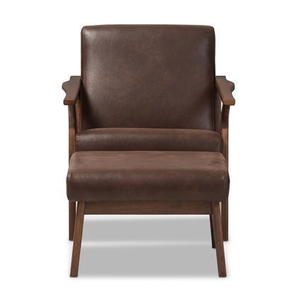 Baxton Studio - Bianca Living Room Set in Dark Brown/"Walnut" Brown - Bianca-Dark Brown/Walnut Brown-2PC-Set view 2