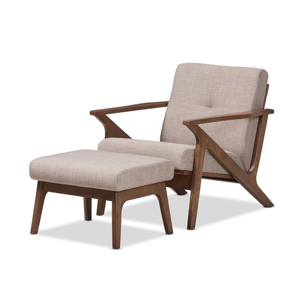 Baxton Studio - Bianca Living Room Set in Light Grey/"Walnut" Brown - Bianca-Light Grey/Walnut Brown-2PC-Set view 1