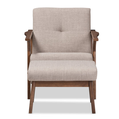 Baxton Studio - Bianca Living Room Set in Light Grey/"Walnut" Brown - Bianca-Light Grey/Walnut Brown-2PC-Set view 2