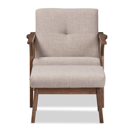 Baxton Studio - Bianca Living Room Set in Light Grey/"Walnut" Brown - Bianca-Light Grey/Walnut Brown-2PC-Set view 2
