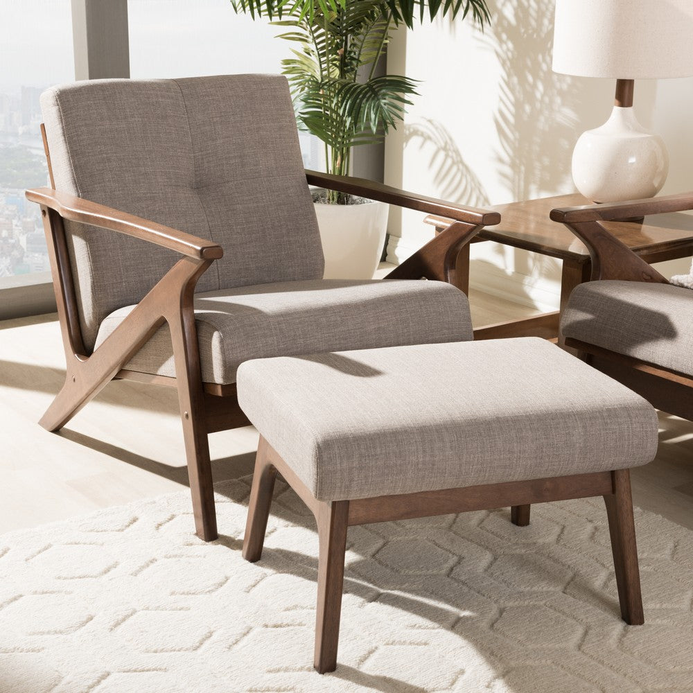 Baxton Studio - Bianca Living Room Set in Light Grey/"Walnut" Brown - Bianca-Light Grey/Walnut Brown-2PC-Set view 7