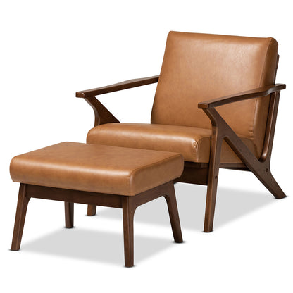 Baxton Studio - Bianca Living Room Set in Tan/Walnut Brown - Bianca-Tan/Walnut Brown-2PC Set view 1