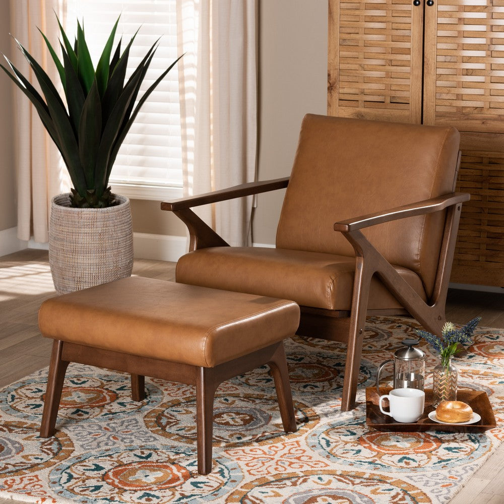 Baxton Studio - Bianca Living Room Set in Tan/Walnut Brown - Bianca-Tan/Walnut Brown-2PC Set view 6