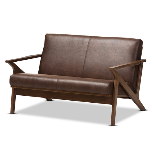 Baxton Studio - Bianca Loveseat in Dark Brown/"Walnut" Brown - Bianca-Dark Brown/Walnut Brown-LS view 1