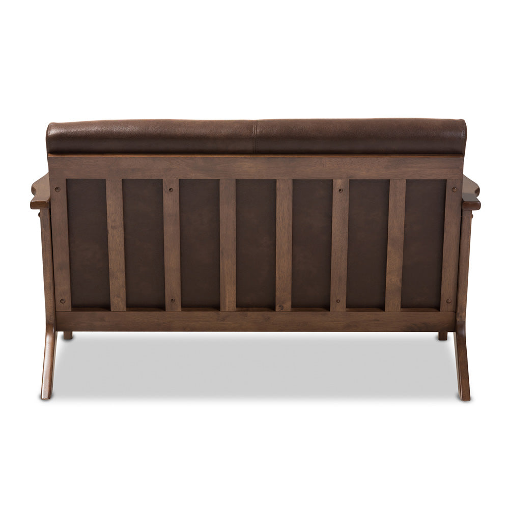 Baxton Studio - Bianca Loveseat in Dark Brown/"Walnut" Brown - Bianca-Dark Brown/Walnut Brown-LS view 4