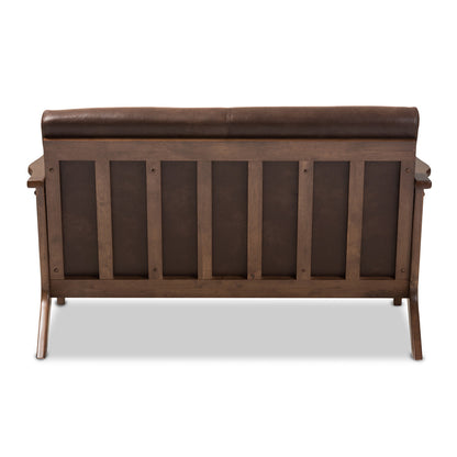Baxton Studio - Bianca Loveseat in Dark Brown/"Walnut" Brown - Bianca-Dark Brown/Walnut Brown-LS view 4