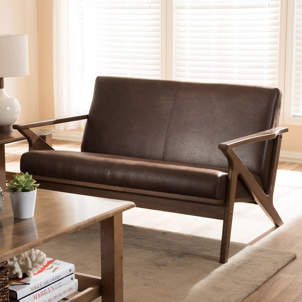 Baxton Studio - Bianca Loveseat in Dark Brown/"Walnut" Brown - Bianca-Dark Brown/Walnut Brown-LS view 6