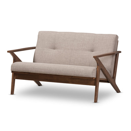 Baxton Studio - Bianca Loveseat in Light Grey/"Walnut" Brown - Bianca-Light Grey/Walnut Brown-LS view 1