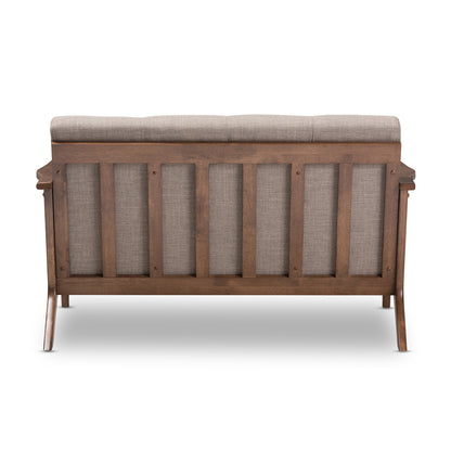 Baxton Studio - Bianca Loveseat in Light Grey/"Walnut" Brown - Bianca-Light Grey/Walnut Brown-LS view 4