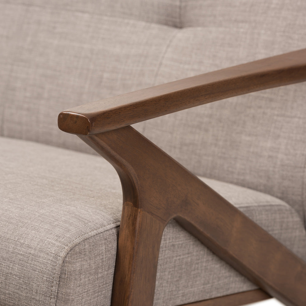 Baxton Studio - Bianca Loveseat in Light Grey/"Walnut" Brown - Bianca-Light Grey/Walnut Brown-LS view 6