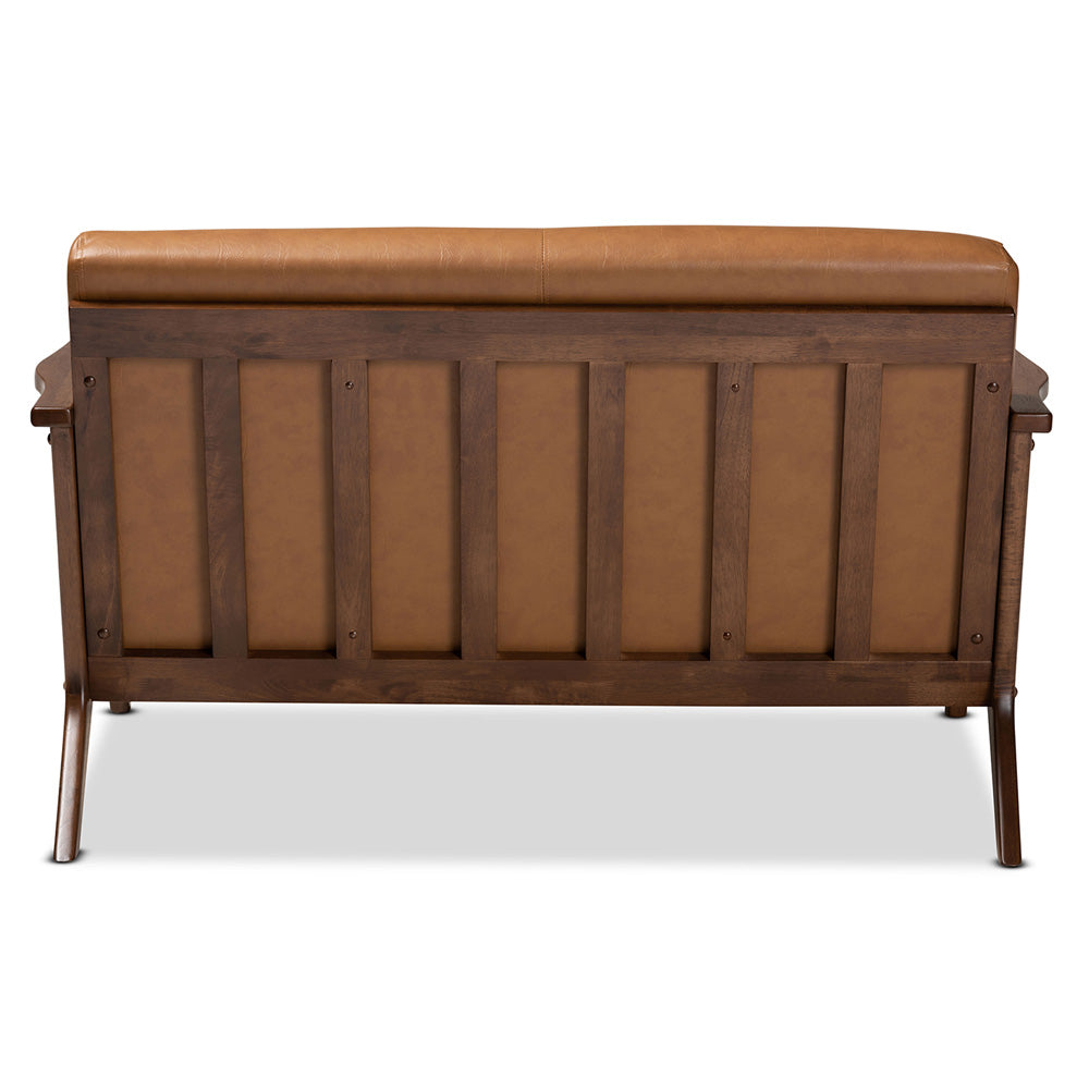 Baxton Studio - Bianca Loveseat in Tan/Walnut Brown - Bianca-Tan/Walnut Brown-LS view 4