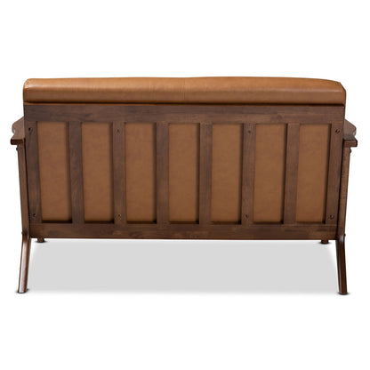 Baxton Studio - Bianca Loveseat in Tan/Walnut Brown - Bianca-Tan/Walnut Brown-LS view 4