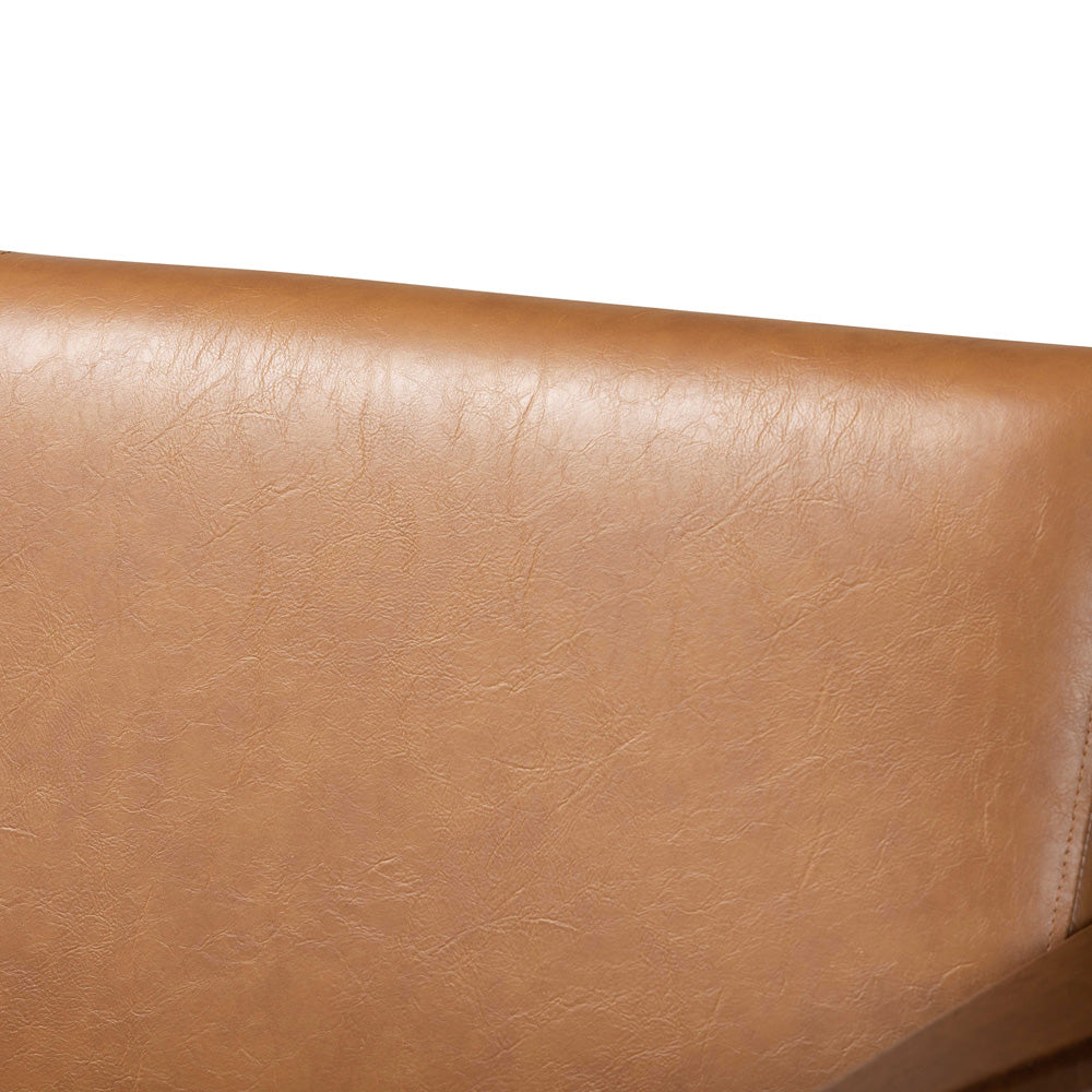 Baxton Studio - Bianca Loveseat in Tan/Walnut Brown - Bianca-Tan/Walnut Brown-LS view 5