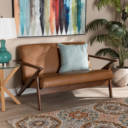Baxton Studio - Bianca Loveseat in Tan/Walnut Brown - Bianca-Tan/Walnut Brown-LS view 7