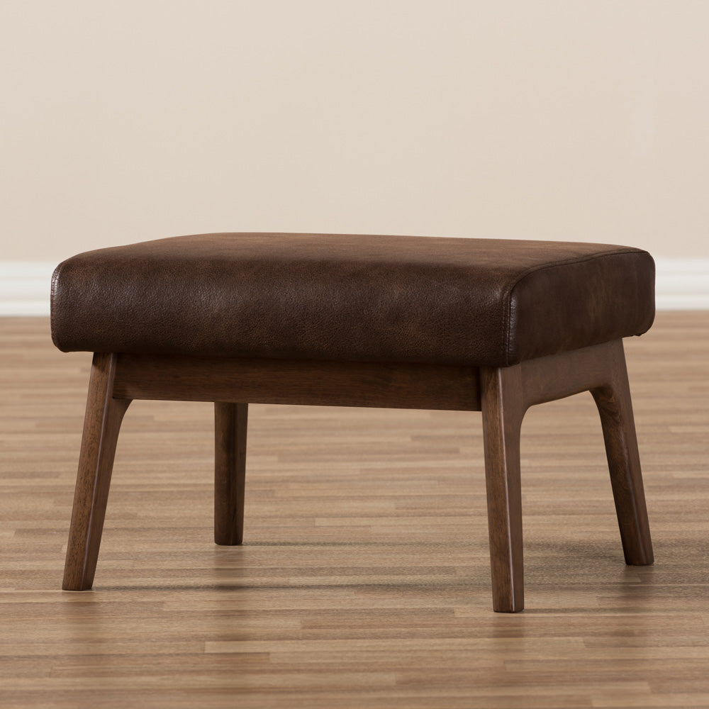 Baxton Studio - Bianca Ottoman in Dark Brown/"Walnut" Brown - Bianca-Dark Brown/Walnut Brown-Otto view 5