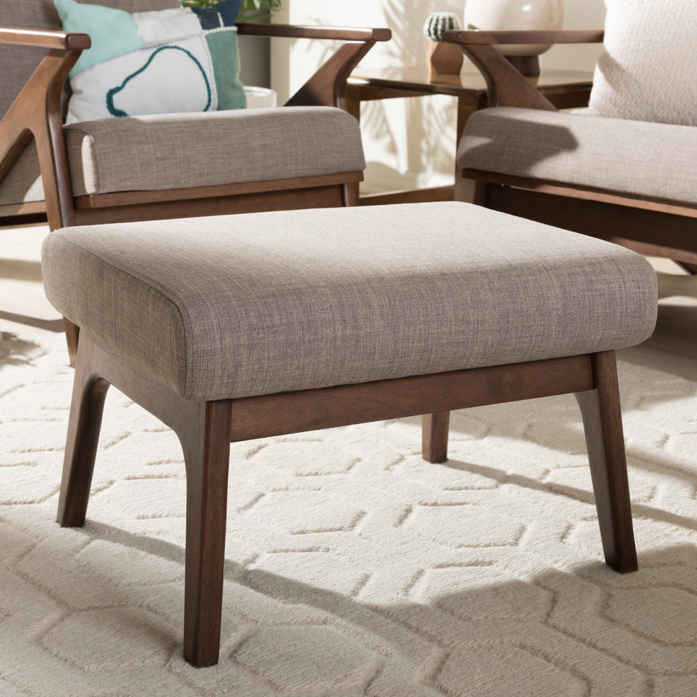 Baxton Studio - Bianca Ottoman in Light Grey/"Walnut" Brown - Bianca-Light Grey/Walnut Brown-Otto view 4