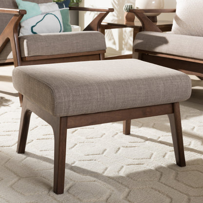 Baxton Studio - Bianca Ottoman in Light Grey/"Walnut" Brown - Bianca-Light Grey/Walnut Brown-Otto view 4
