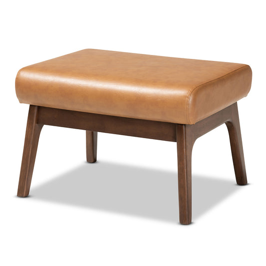 Baxton Studio - Bianca Ottoman in Tan/Walnut Brown - Bianca-Tan/Walnut Brown-Otto view 1