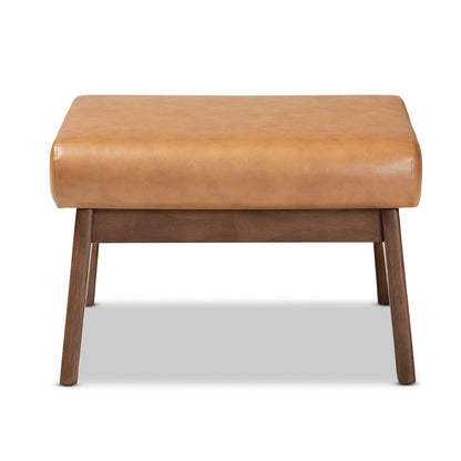 Baxton Studio - Bianca Ottoman in Tan/Walnut Brown - Bianca-Tan/Walnut Brown-Otto view 2